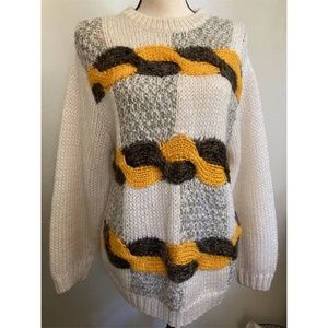 70s Vintage Braided Sweater | Size Large, Cozy Fisherman's Sweater, Loose Knit